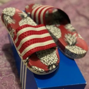 pineapple adidas slides